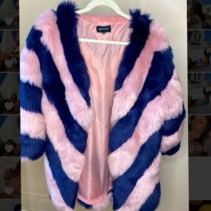 PrettyLittleThing FashionCoat Pink/Navy Blue S/M